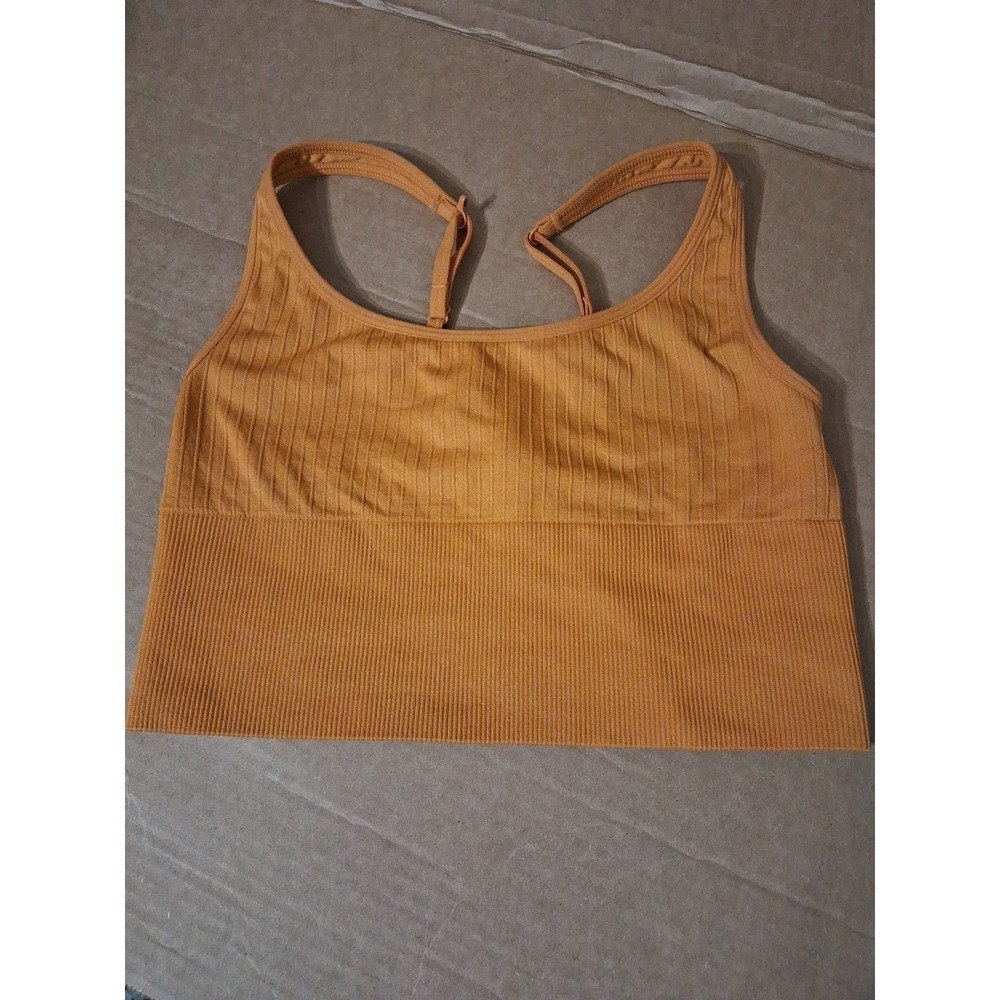 PINK Victoria's Secret Burnt‎ Orange SM Seamless Lined Crop Sport Bra NWOT. #30